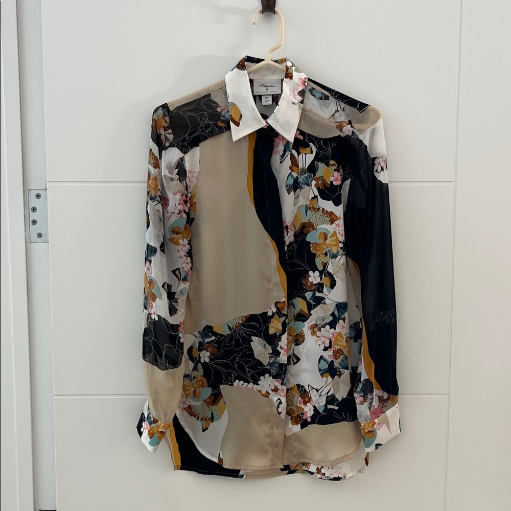 3.1 Phillip Lim for Target Button Down Shirt - Black, White, Beige, floral.